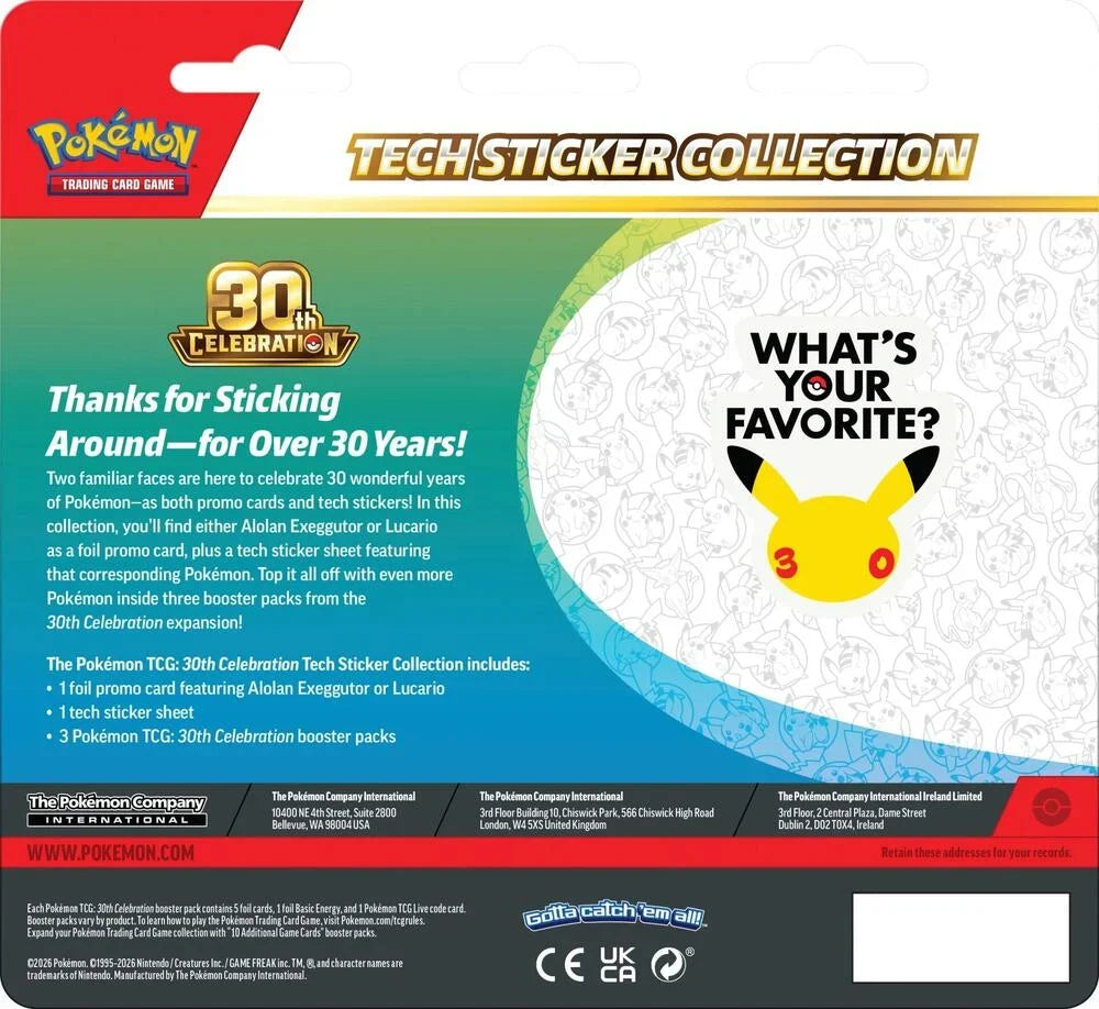 Pokémon TCG: 30th Celebration Tech Sticker Collection